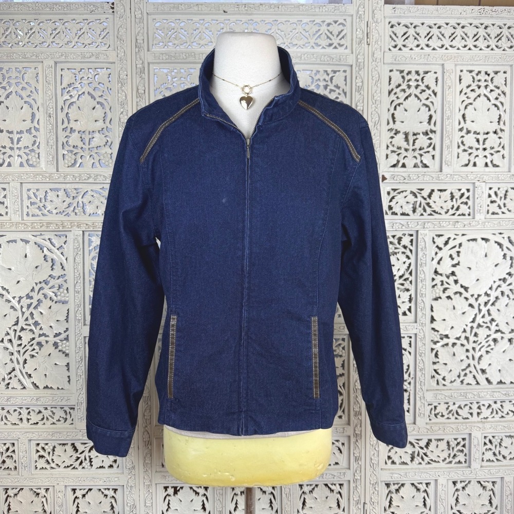Pendleton‎ Dark Wash Full Zip Denim Jacket Womens M Trucker Retro 90's Casual